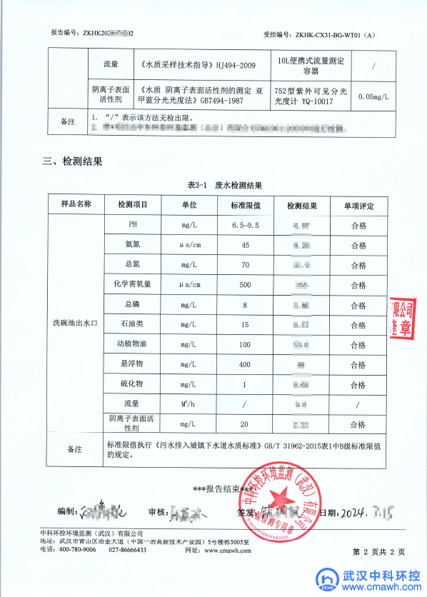 医疗污水水质检测报告 废水检测CMA第三方机构